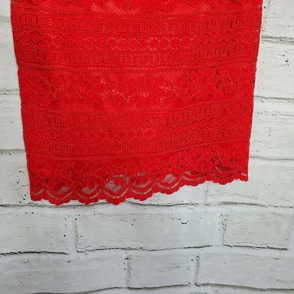 Eliza J Red Lace Sheath Dress knee length - Picture 4 of 12